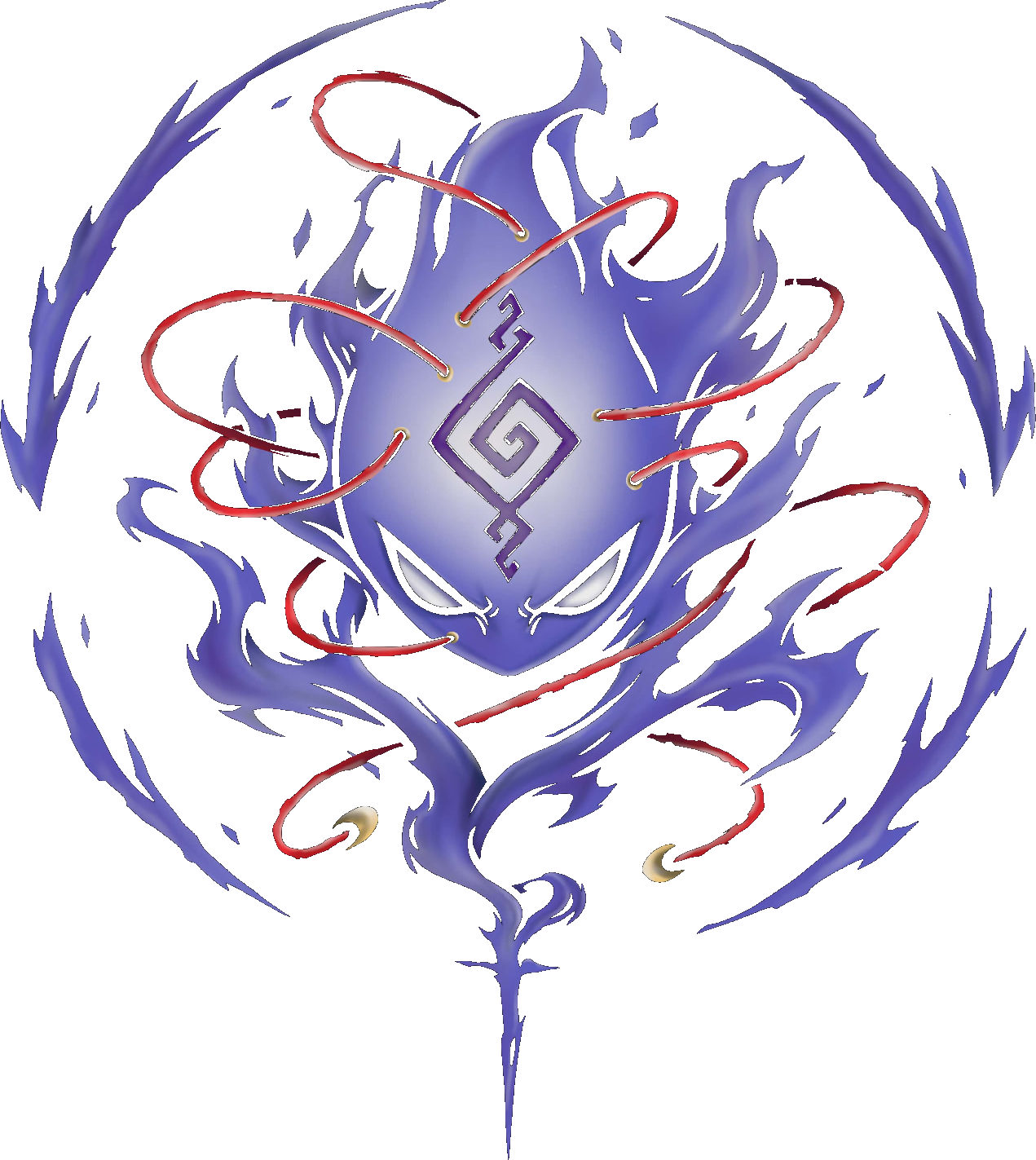 Soul Threads emblem — a violet flame-wraith sigil